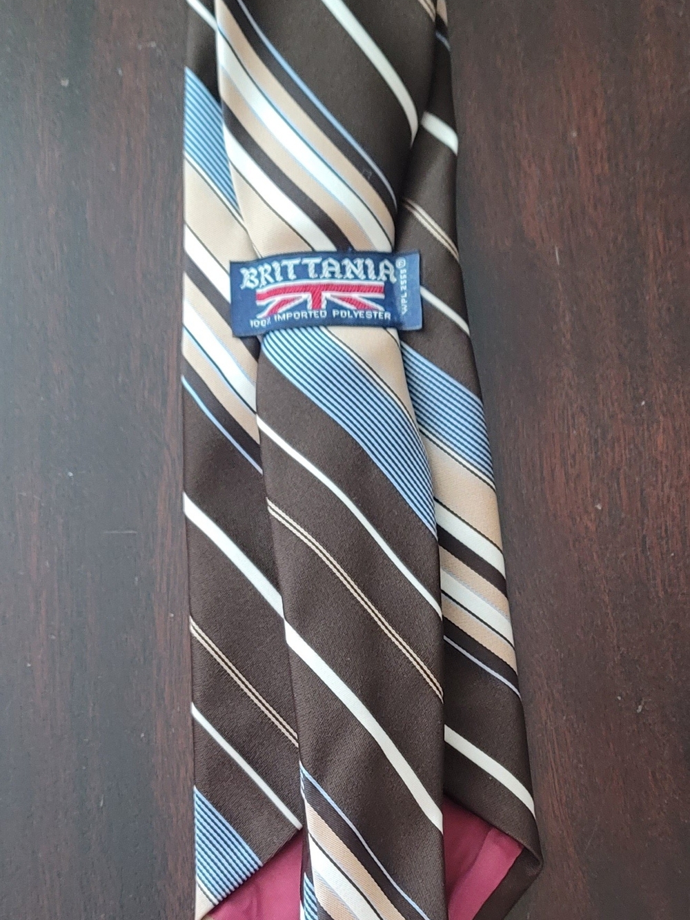 Brittania Brown, Blue & Tan Striped Men’s Tie